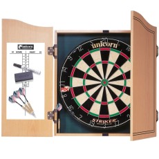 Unicorn Striker Dartboard & Cabinet with x2 Sets of Darts