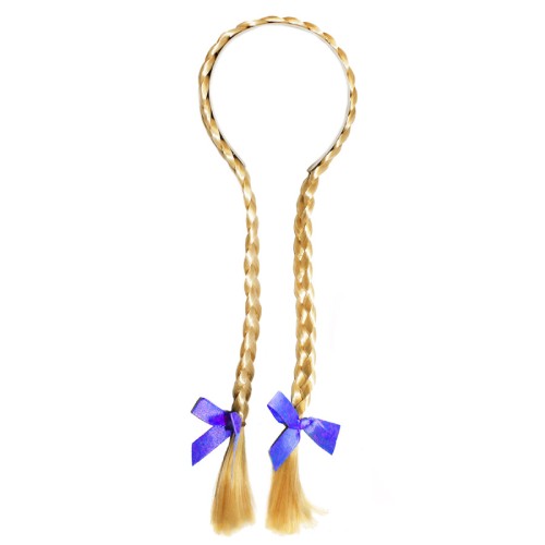 Blonde Plaits with Blue Bow Headband (Adults)