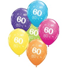 Age 60 Multicoloured Latex Balloons (6 Pack)