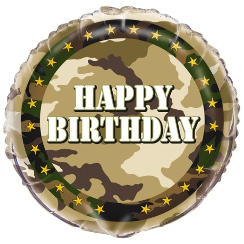 Camouflage Happy Birthday 18" Foil Balloon