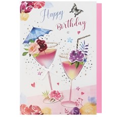 Happy Birthday Cocktail Art Greeting Card