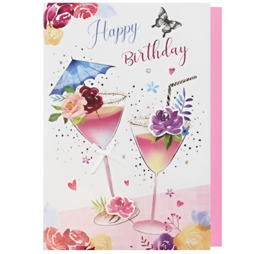 Happy Birthday Cocktail Art Greeting Card