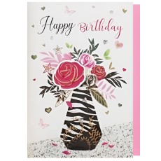 Happy Birthday Flowers Art Greeting Card