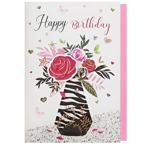 Happy Birthday Flowers Art Greeting Card