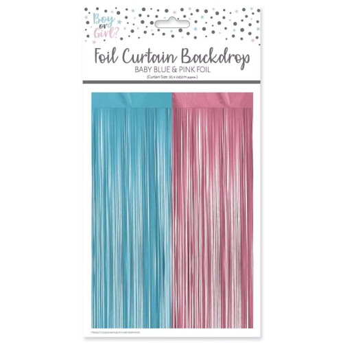 Gender Reveal Shimmer Foil Curtain