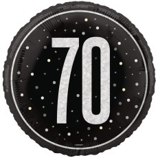 Black Glitz 70th Birthday 18" Foil Balloon