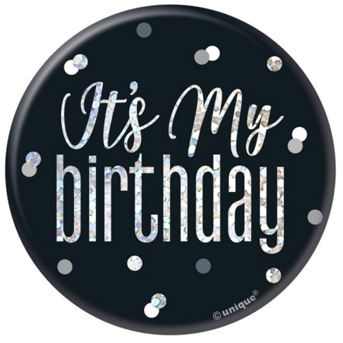 Glitz Black Birthday Badge