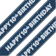 Glitz Blue 10th Birthday Holographic Banner