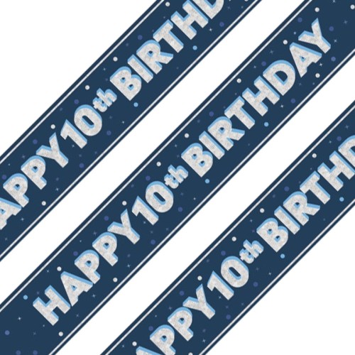 Glitz Blue 10th Birthday Holographic Banner