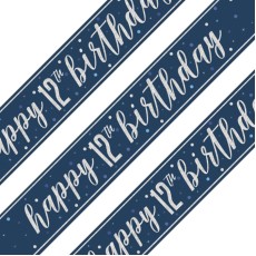 Glitz Blue 12th Birthday Holographic Banner