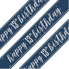 Glitz Blue 13th Birthday Holographic Banner