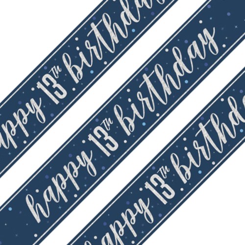 Glitz Blue 13th Birthday Holographic Banner