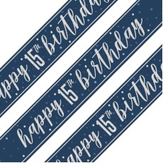 Glitz Blue 15th Birthday Holographic Banner