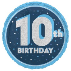 Glitz Blue 10th Birthday 18" Foil Balloon