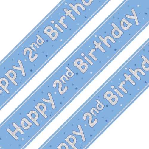 Glitz Blue 2nd Birthday Holographic Banner