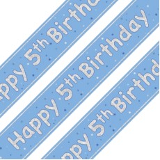 Glitz Blue 5th Birthday Holographic Banner