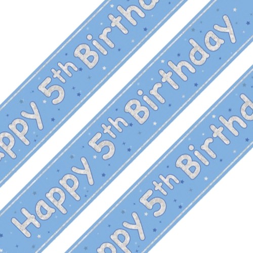 Glitz Blue 5th Birthday Holographic Banner