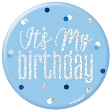 Glitz Blue and Silver Birthday Badge