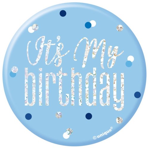 Glitz Blue and Silver Birthday Badge