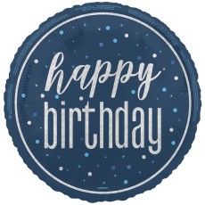 Glitz Blue Happy Birthday Round 18" Foil Balloon