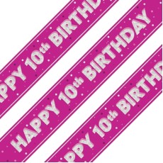 Glitz Pink 10th Birthday Holographic Banner