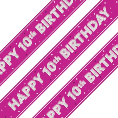 Glitz Pink 10th Birthday Holographic Banner