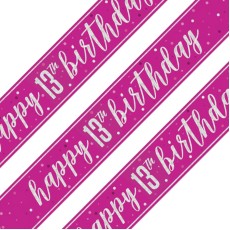 Glitz Pink 13th Birthday Holographic Banner