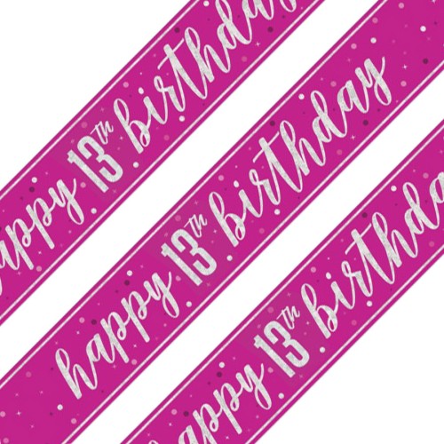 Glitz Pink 13th Birthday Holographic Banner