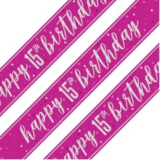 Glitz Pink 15th Birthday Holographic Banner