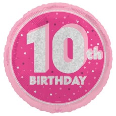 Glitz Pink 10th Birthday 18" Foil Balloon