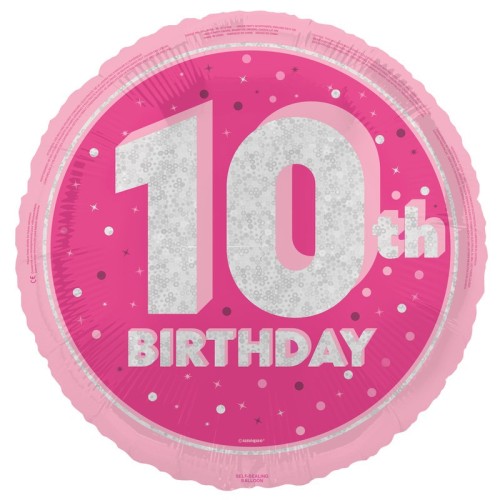 Glitz Pink 10th Birthday 18" Foil Balloon