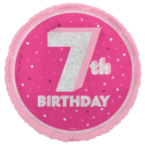 Glitz Pink 7th Birthday 18" Foil Balloon