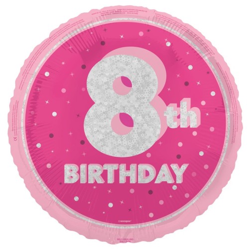 Glitz Pink 8th Birthday 18" Foil Balloon