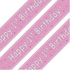 Glitz Pink 1st Birthday Holographic Banner