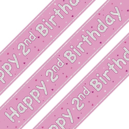 Glitz Pink 2nd Birthday Holographic Banner