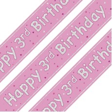 Glitz Pink 3rd Birthday Holographic Banner