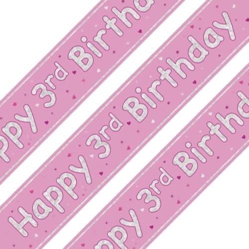 Glitz Pink 3rd Birthday Holographic Banner