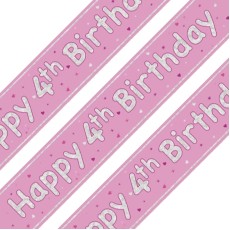 Glitz Pink 4th Birthday Holographic Banner