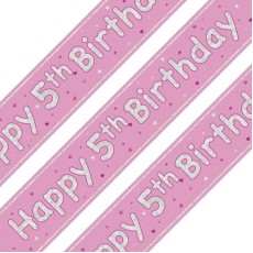 Glitz Pink 5th Birthday Holographic Banner