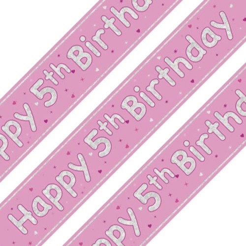 Glitz Pink 5th Birthday Holographic Banner