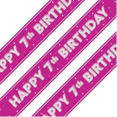 Glitz Pink 7th Birthday Holographic Banner