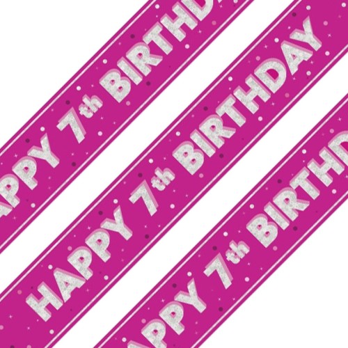 Glitz Pink 7th Birthday Holographic Banner