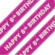 Glitz Pink 8th Birthday Holographic Banner