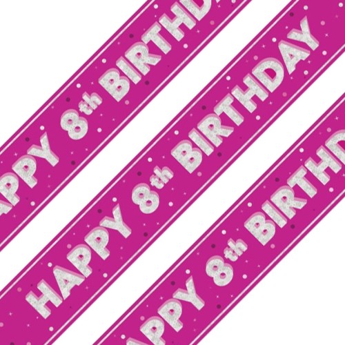 Glitz Pink 8th Birthday Holographic Banner