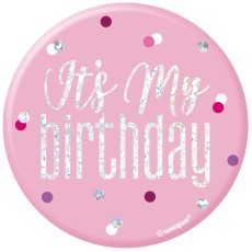 Glitz Pink and Silver Birthday Badge