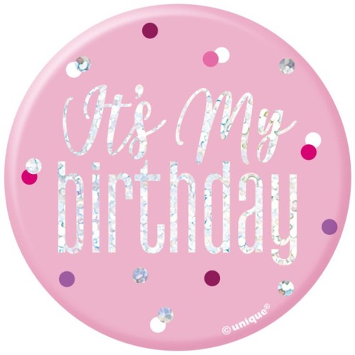 Glitz Pink and Silver Birthday Badge