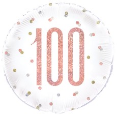 Rose Gold Glitz 100th Birthday 18" Foil Balloon