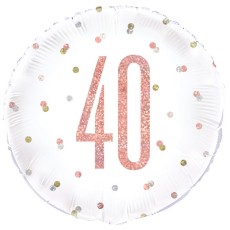 Rose Gold Glitz 40th Birthday 18" Foil Balloon