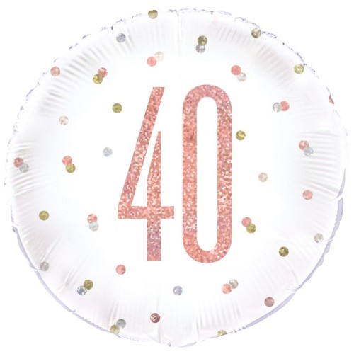 Rose Gold Glitz 40th Birthday 18" Foil Balloon