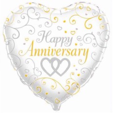 Happy Anniversary Heart Foil Balloon 18"